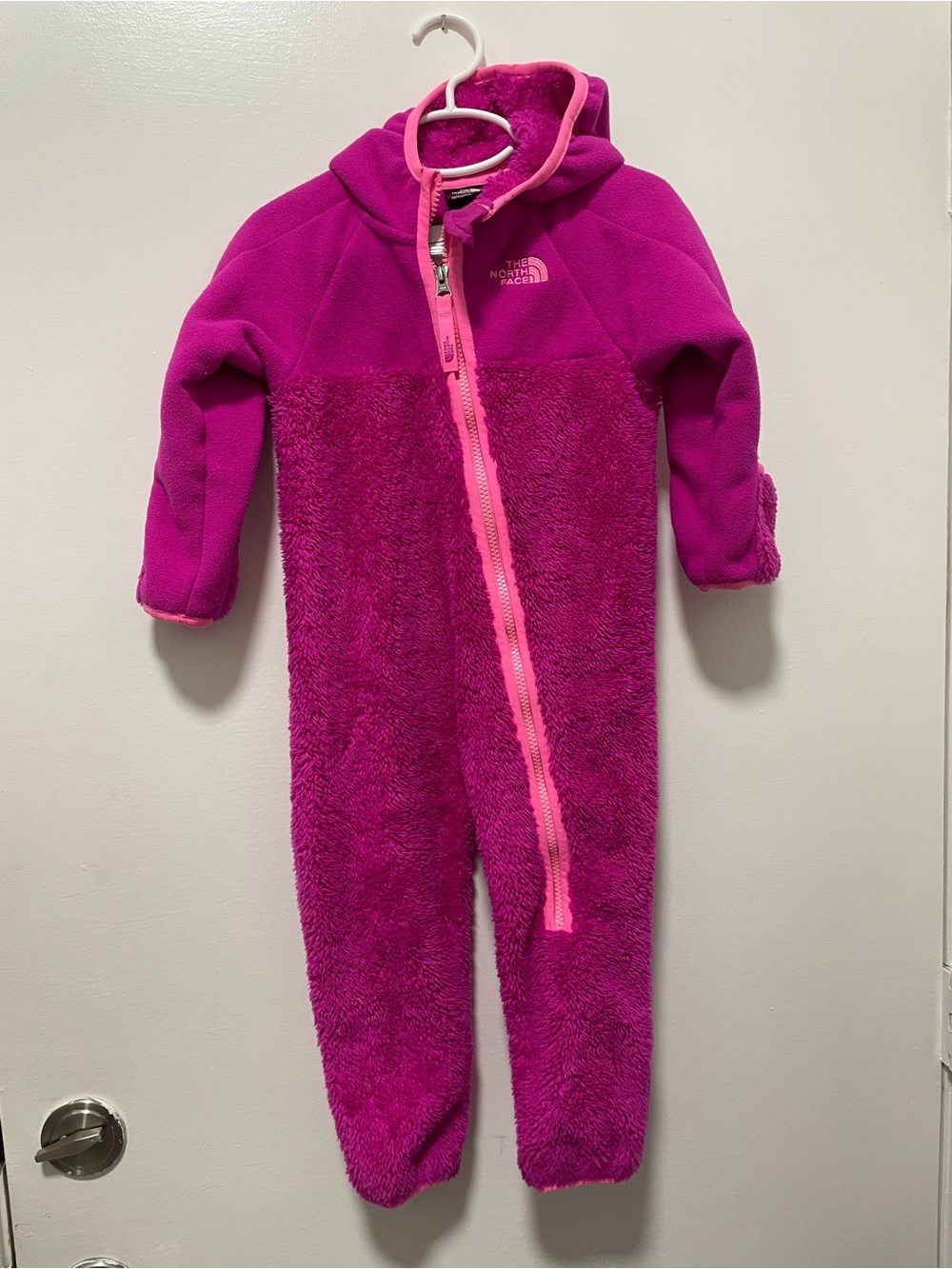 The North Face Kids Fuchsia/Pink Hooded One-Piece Fleece